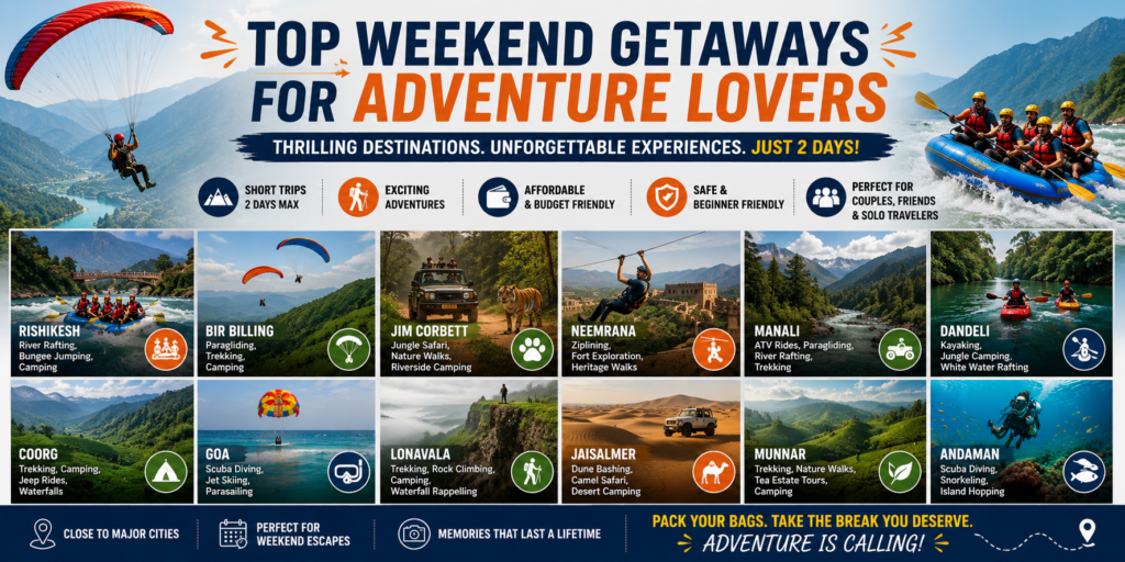 Top Weekend Getaways for Adventure Lovers